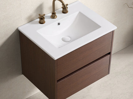 Bathroom Vanity With Basin Wall Hang Storage - Brown / Brown / White