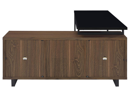 Rodger - L Shape Office Desk With Storage, Workstation For Home Or Office - Walnut