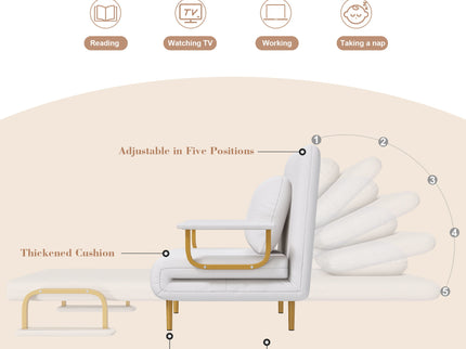 3 In 1 Convertible Folding Sofa Bed With Adjustable Backrest And Pillow