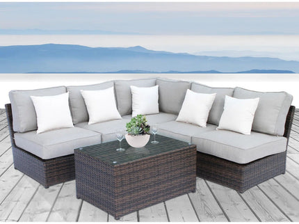 Modular 4 Person Outdoor Seating Group With Cushions - Espresso