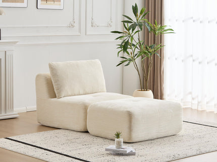 Single Chaise Longue With Movable Ottoman For Living Room
