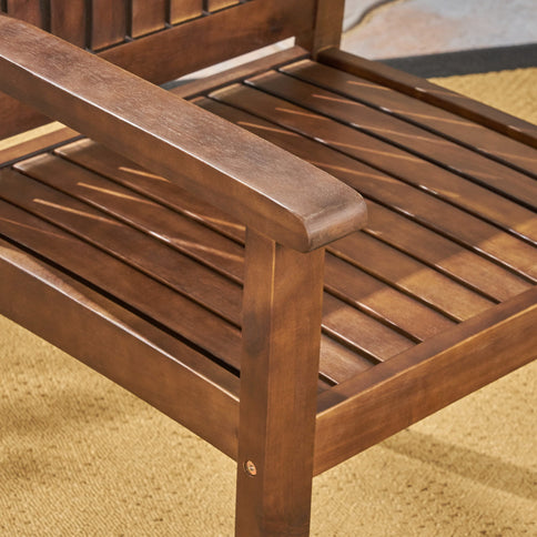 Wilson - Rustic Dining Chair Acacia Wood With Slat Panel Design (Set of 2) - Dark Brown