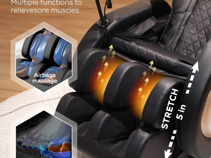Automatic Massage Chair Recliner With Zero Gravity And Full Body Air Pressure - Black