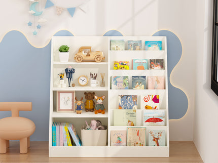 Bookshelf And Toy Storage Organizer, 4 Tier Bookcase With Display Stand For Playroom