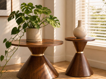 2 Piece Round Coffee Table Set For Living Room