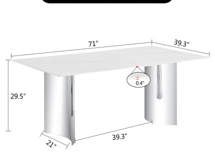 Modern Minimalist Dining Table With Marble Glass Top