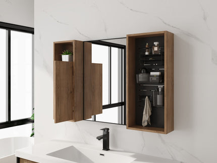 41.6" Wall Mounted Bathroom Cabinet With Soft Close Door, Storage Cabinet Featuring - Imitative Oak