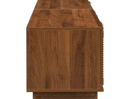 TV Stand With 2 Drawers, Doors & Cable Management, Soft Closing Hinges - Walnut