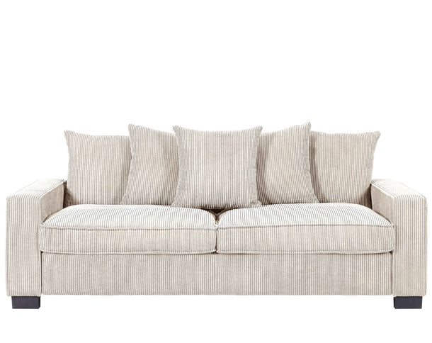 Luxe Sofa With 5 Matching Toss Pillows, Sleek Design, Spacious And Comfortable 3 Seater Couch