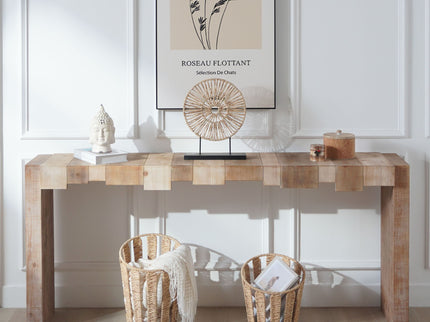 Modern Rustic Table With Sculpted Block Design
