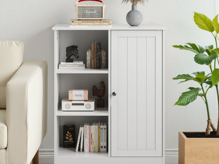Classic Freestanding Bathroom And Kitchen Storage Cabinet With Adjustable Shelves - White