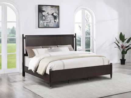 Niguel - Queen Size 4 Poster Bed With Finials, Floating Headboard - Brown