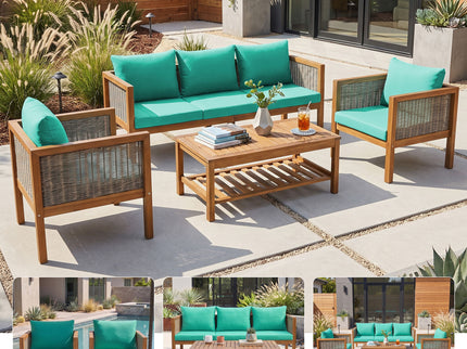 Patio Set Outdoor With Coffee Table And Cushions