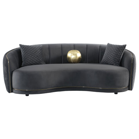 Lorraine - 2 Piece Upholstered Sofa Set With Tufting Trim - Dark Gray
