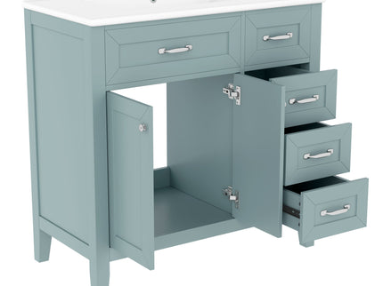 Modern Bathroom Vanity With Sink, Freestanding Design With Drawers And Doors