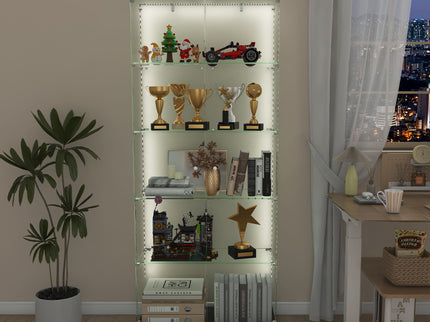 Premium 5 Tier Glass Display Case With 5 Dynamic LED Modes