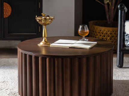 Round Coffee Table With Lift Mechanism For Living Room - Walnut