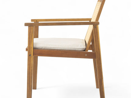 Preston - Outdoor Dining Chair With Cushion (Set of 2) - Teak / Beige