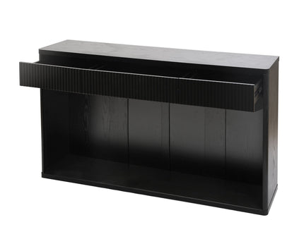 Fluted Console Table With 3 Drawers, Long Sofa Table Behind Couch For Living Room - Black