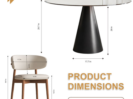 Round Dining Table & Glass Top - Black / Brown