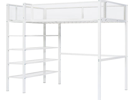 Loft Bed With 4 Tier Shelves And Storage
