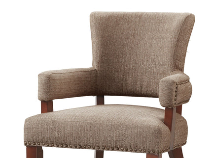 Elegant Arm Dining Chair With Brass Nail Head Detailing