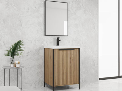 Modern Freestanding Bathroom Vanity With Resin Sink & Soft Close Cabinet Doors