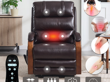 Power Lift Recliner Chair Dual Motor Infinite Position With Heat Massage And Heavy Duty Motion Mechanism - Brown