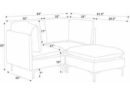 Upholstered Modular Sectional & Tall Legs