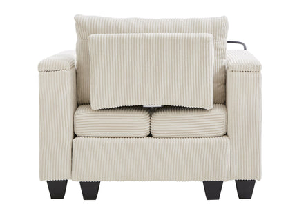 Convertible Chaise Lounge Sofa Chair With USB Ports, Cup Holders, Phone Holder And Storage