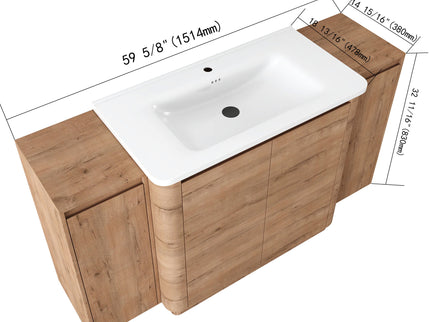 Freestanding Bathroom Vanity With Sink, 2 Small Storage Cabinets, Soft Close Doors