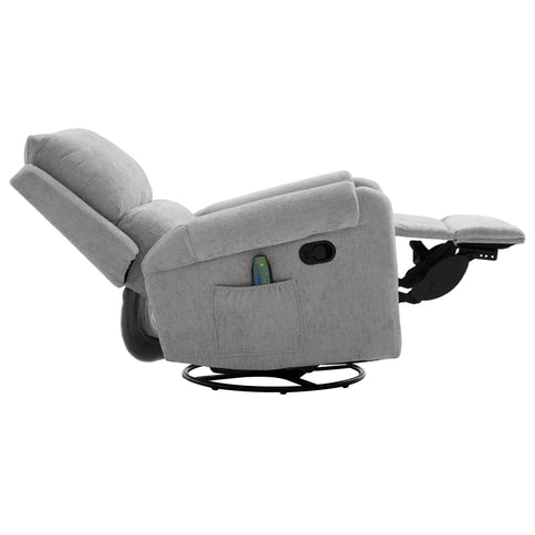 Manual Recliner Massage Chair With Swivel Rocker, 8 Massage Modes, Side Storage Pocket