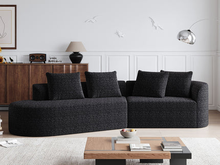Upholstered Oversized Sectional Sofa, 4 Seater Extra Deep & Wide Seat Curved Cloud Couch With 4 Throw Pillows, Free Combination Living Room - Black