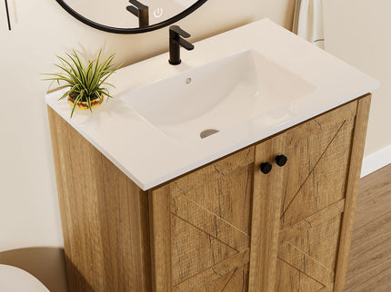 Folding Floor Cabinet With Ceramic Sink, Space Saving