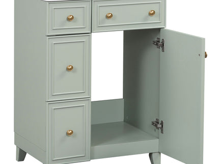 Transitional Style Bathroom Vanity Cabinet With Ceramic Sink