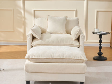 Accent Chair With Ottoman - Beige