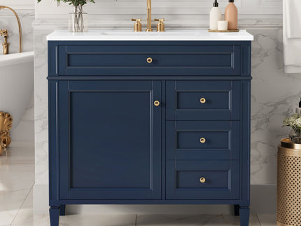 Bathroom Vanity With Top Sink, 2 Drawers, Tip Out Drawer