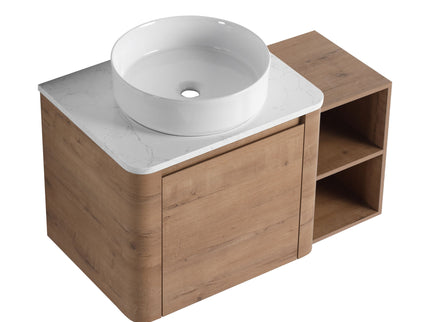 Wall Mounted Bathroom Vanity With Art Sink, 1 Storage Shelf, 2 Soft Close Doors