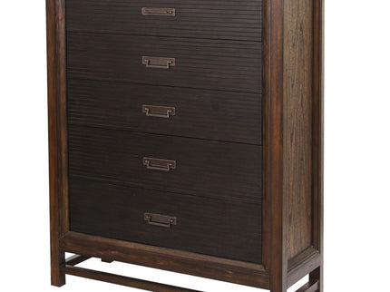 5 Drawer Chest, 2 Tone - Brown