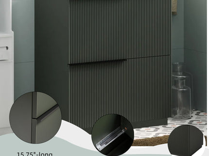 Fluted Bathroom Vanity With Ceramic Sink, Soft Close Slides