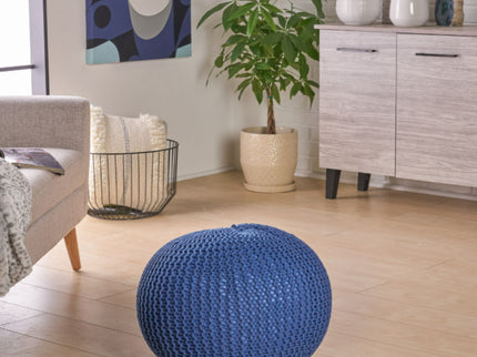 Bordeaux - Knitted Round Pouf, Versatile Ottoman And Floor Cushion
