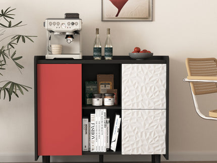 Modern Sideboard Buffet Cabinet With Doors And Unique Panel Styling