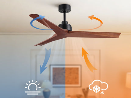 Ceiling Fan Without Light, DC Motor, No Light, Quiet Reversible Ceiling Fan For Living Room - Black