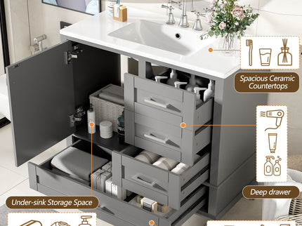 Traditional Bathroom Vanity Set With Soft Close Doors
