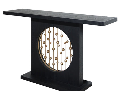 Console Table With Circular Art Decor For Living Room - Multi
