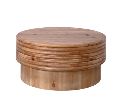 Round Wooden Coffee Table With Hidden Storage, Modern Rustic Centerpiece For Living Room - Multi / Natural / Rustic