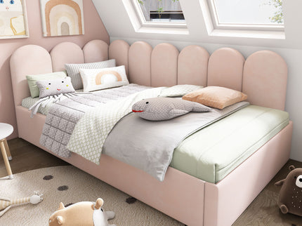 Upholstered Daybed With Metal Slatted Base
