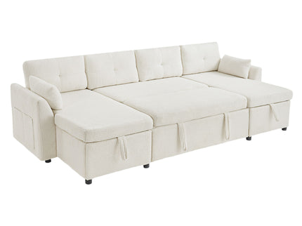 U-Shaped Sectional Sofa Bed With Storage And USB Ports