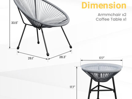 Acapulco Style 3 Piece Patio Bistro Set With Chairs