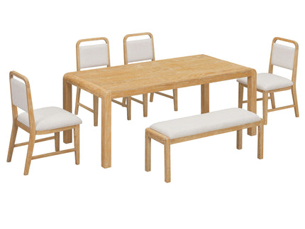 Extendable Dining Table Set With 4 Upholstered Chairs And 1 Bench